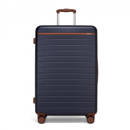 Kono 28" KSK2584 - Scratch-Resistant Hard Shell Suitcase with Horizontal Stripe Design, Brown Accents & Spinner Wheels