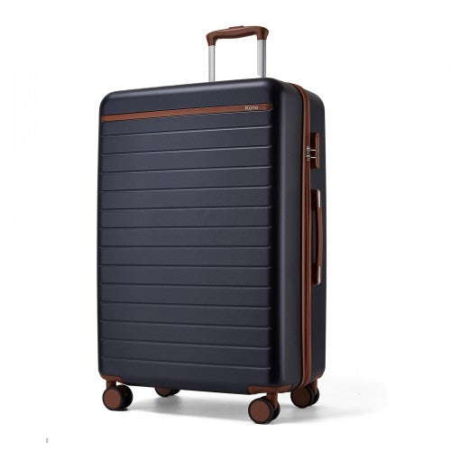 Kono 28" KSK2584 - Scratch-Resistant Hard Shell Suitcase with Horizontal Stripe Design, Brown Accents & Spinner Wheels