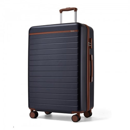 Kono 28" KSK2584 - Scratch-Resistant Hard Shell Suitcase with Horizontal Stripe Design, Brown Accents & Spinner Wheels
