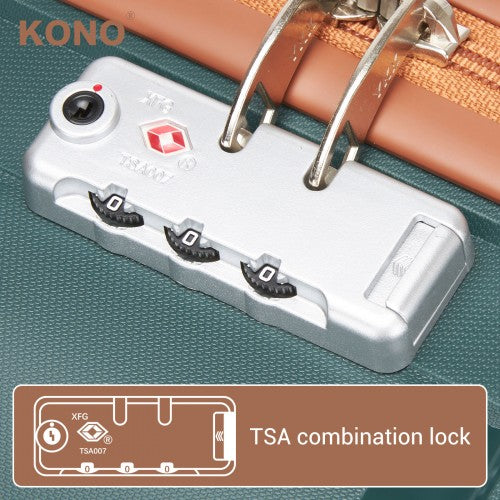 KSK2591 - Kono 28-Inch PP Modern Scratch-Resistant Large Suitcase with TSA Lock & Stylish Brown Accents - Green and Brown
