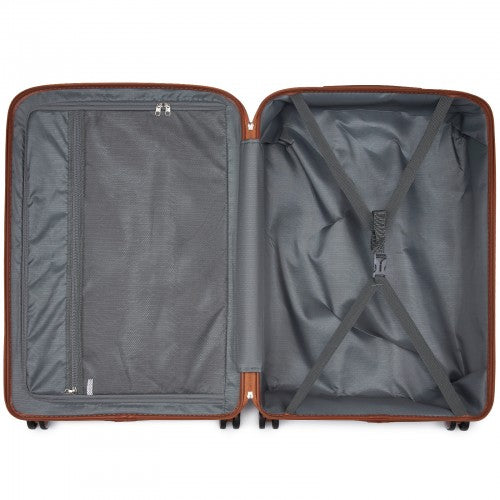 KSK2591 - Kono 28-Inch PP Modern Scratch-Resistant Large Suitcase with TSA Lock & Stylish Brown Accents - Green and Brown