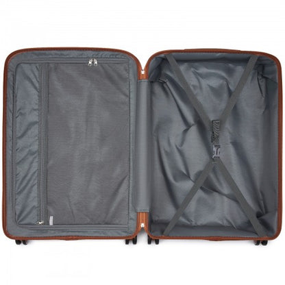 KSK2591 - Kono 28-Inch PP Modern Scratch-Resistant Large Suitcase with TSA Lock & Stylish Brown Accents - Green and Brown