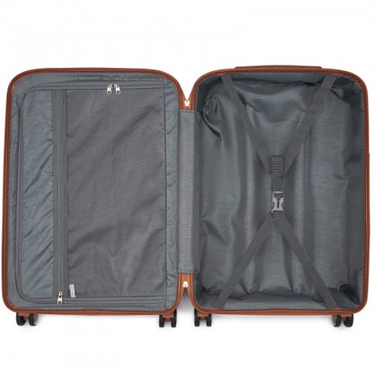 KSK2591 - Kono 24-Inch PP Modern Scratch-Resistant Medium Suitcase with TSA Lock & Stylish Brown Accents - Green and Brown