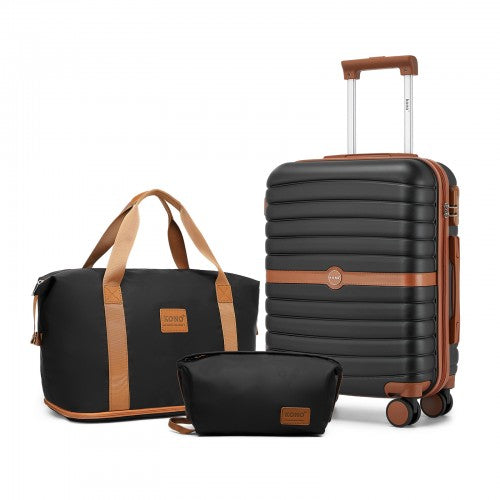 KSK2592+EA2212 - Kono 20 Inch ABS+PC Hard Shell Cabin Suitcase Set with Travel Bag & Toiletry Pouch