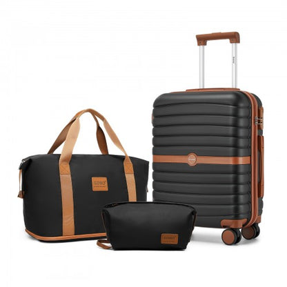 KSK2592+EA2212 - Kono 20 Inch ABS+PC Hard Shell Cabin Suitcase Set with Travel Bag & Toiletry Pouch