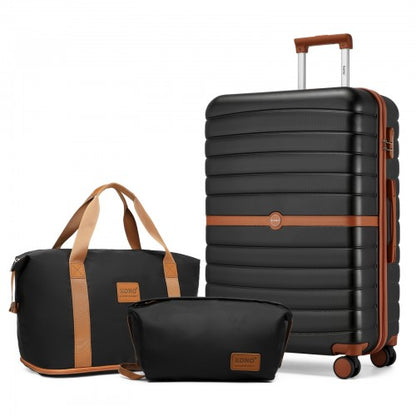 KSK2592+EA2212 - Kono 28 Inch Large ABS+PC Hard Shell Suitcase Set with Travel Bag & Toiletry Pouch