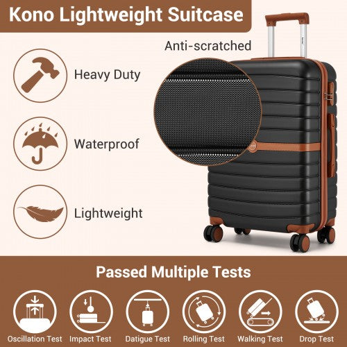 KSK2592+TVK2521 - Kono 20 Inch ABS+PC Cabin Suitcase with Travel Bag, Carry-On Luggage Set