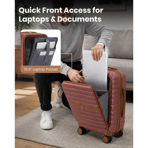 KSK2592 - Kono 21-Inch Front-Opening Cabin Suitcase with 15.6-Inch Laptop Compartment