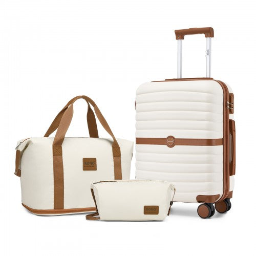 KSK2592+EA2212 - Kono 20 Inch ABS+PC Hard Shell Cabin Suitcase Set with Travel Bag & Toiletry Pouch