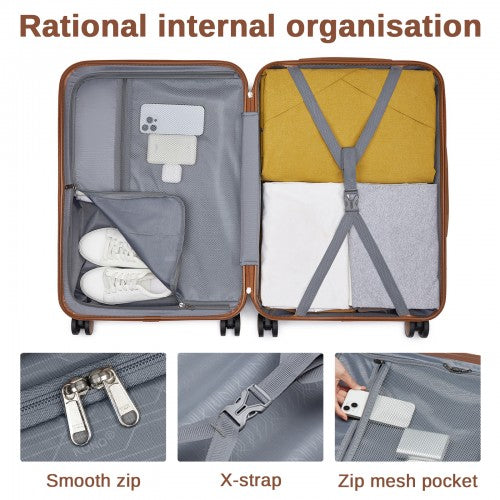 KSK2592+EA2212 - Kono 20 Inch ABS+PC Hard Shell Cabin Suitcase Set with Travel Bag & Toiletry Pouch