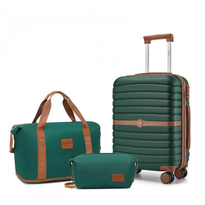 KSK2592+EA2212 - Kono 20 Inch ABS+PC Hard Shell Cabin Suitcase Set with Travel Bag & Toiletry Pouch