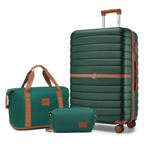 KSK2592+EA2212 - Kono 28 Inch Large ABS+PC Hard Shell Suitcase Set with Travel Bag & Toiletry Pouch