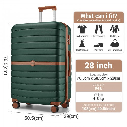 KSK2592+EA2212 - Kono 28 Inch Large ABS+PC Hard Shell Suitcase Set with Travel Bag & Toiletry Pouch