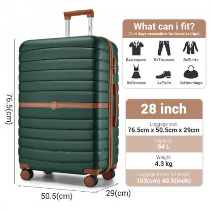 KSK2592+EA2212 - Kono 28 Inch Large ABS+PC Hard Shell Suitcase Set with Travel Bag & Toiletry Pouch