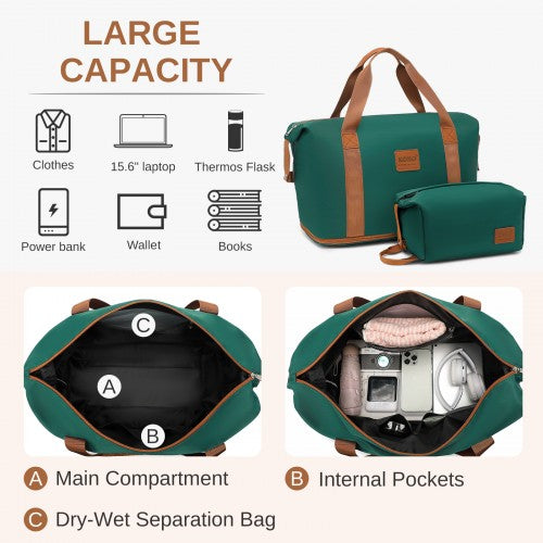 KSK2592+EA2212 - Kono 28 Inch Large ABS+PC Hard Shell Suitcase Set with Travel Bag & Toiletry Pouch
