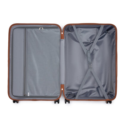 Kono 28" KSK2592 - ABS+PC Striped Design with Colour-Block Details Checked Luggage for Longer Travels