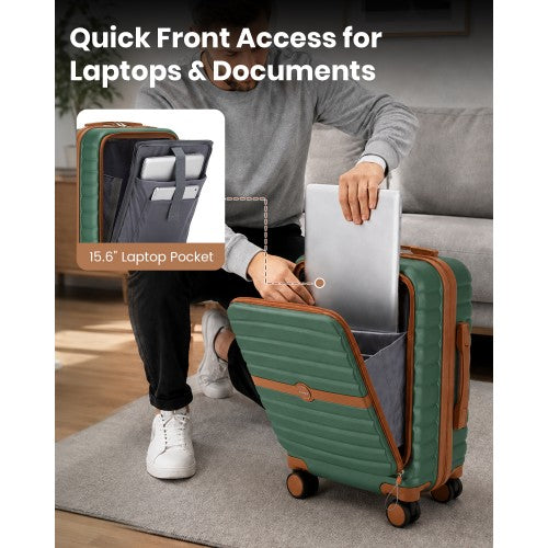 KSK2592 - Kono 21-Inch Front-Opening Cabin Suitcase with 15.6-Inch Laptop Compartment
