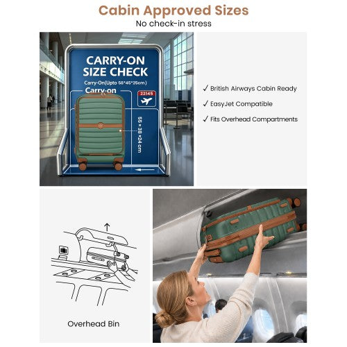 KSK2592 - Kono 21-Inch Front-Opening Cabin Suitcase with 15.6-Inch Laptop Compartment