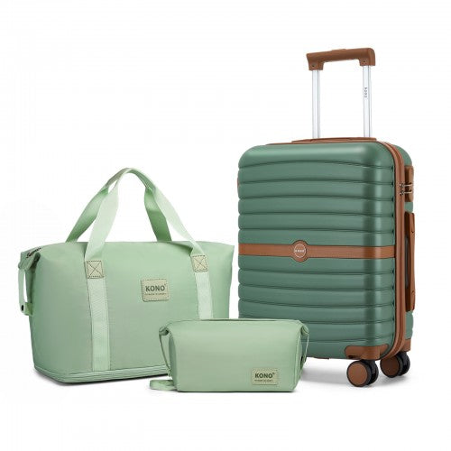 KSK2592+EA2212 - Kono 20 Inch ABS+PC Hard Shell Cabin Suitcase Set with Travel Bag & Toiletry Pouch