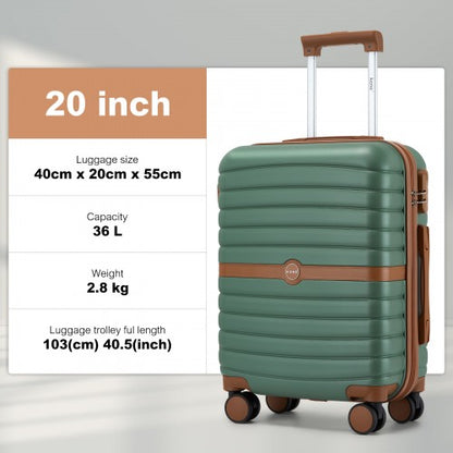 KSK2592+EA2212 - Kono 20 Inch ABS+PC Hard Shell Cabin Suitcase Set with Travel Bag & Toiletry Pouch
