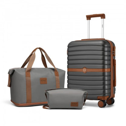 KSK2592+EA2212 - Kono 20 Inch ABS+PC Hard Shell Cabin Suitcase Set with Travel Bag & Toiletry Pouch