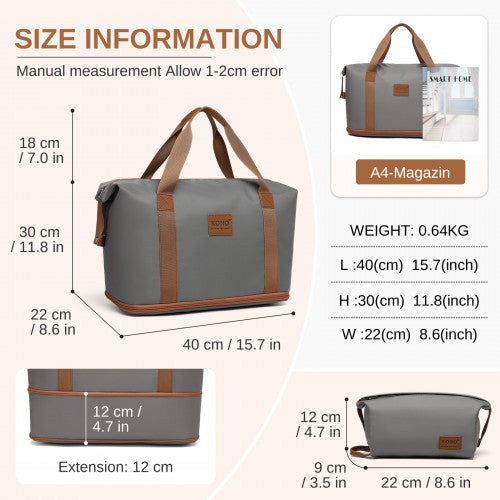 KSK2592+EA2212 - Kono 20 Inch ABS+PC Hard Shell Cabin Suitcase Set with Travel Bag & Toiletry Pouch