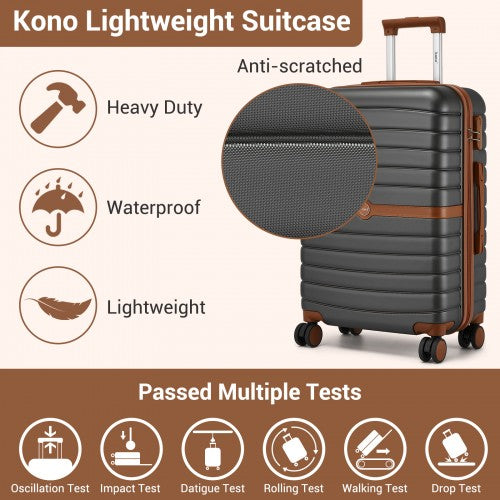 KSK2592+EA2212 - Kono 20 Inch ABS+PC Hard Shell Cabin Suitcase Set with Travel Bag & Toiletry Pouch