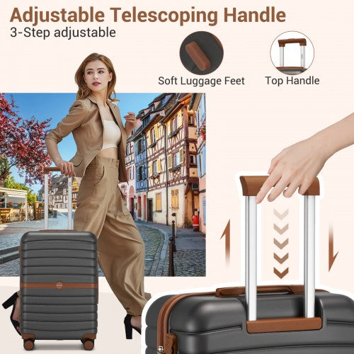 KSK2592+EA2212 - Kono 20 Inch ABS+PC Hard Shell Cabin Suitcase Set with Travel Bag & Toiletry Pouch