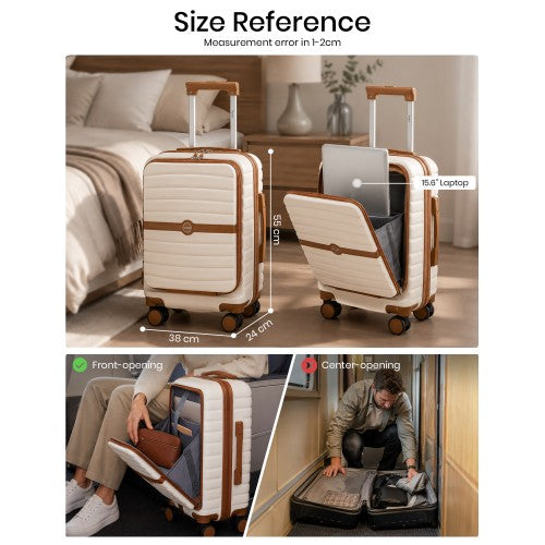 KSK2592 - Kono 21-Inch Front-Opening Cabin Suitcase with 15.6-Inch Laptop Compartment