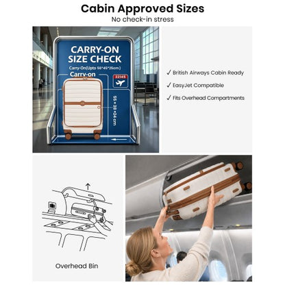 KSK2592 - Kono 21-Inch Front-Opening Cabin Suitcase with 15.6-Inch Laptop Compartment