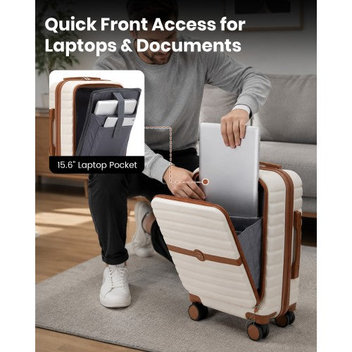 KSK2592 - Kono 21-Inch Front-Opening Cabin Suitcase with 15.6-Inch Laptop Compartment