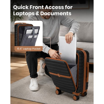 KSK2592 - Kono 21-Inch Front-Opening Cabin Suitcase with 15.6-Inch Laptop Compartment