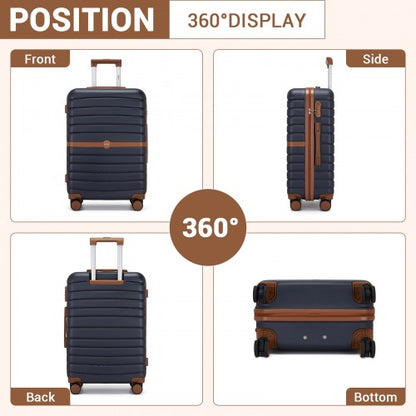 KSK2592+EA2212 - Kono 20 Inch ABS+PC Hard Shell Cabin Suitcase Set with Travel Bag & Toiletry Pouch