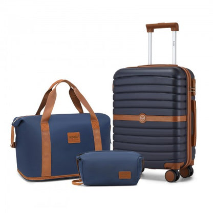 KSK2592+EA2212 - Kono 20 Inch ABS+PC Hard Shell Cabin Suitcase Set with Travel Bag & Toiletry Pouch