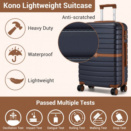KSK2592+EA2212 - Kono 20 Inch ABS+PC Hard Shell Cabin Suitcase Set with Travel Bag & Toiletry Pouch