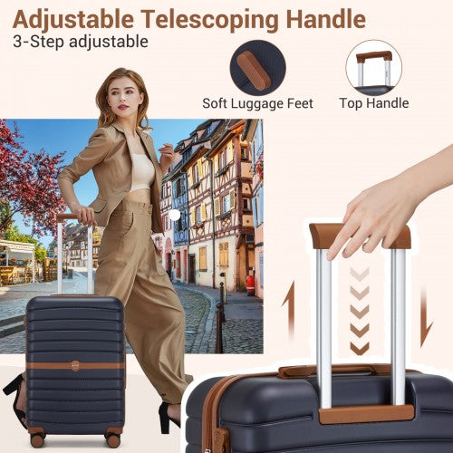 KSK2592+EA2212 - Kono 20 Inch ABS+PC Hard Shell Cabin Suitcase Set with Travel Bag & Toiletry Pouch