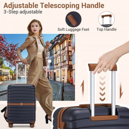 KSK2592+EA2212 - Kono 20 Inch ABS+PC Hard Shell Cabin Suitcase Set with Travel Bag & Toiletry Pouch