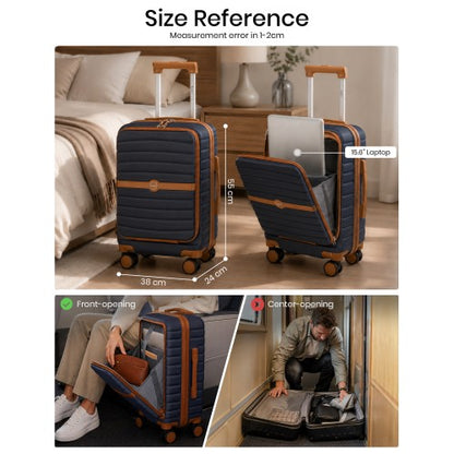 KSK2592 - Kono 21-Inch Front-Opening Cabin Suitcase with 15.6-Inch Laptop Compartment