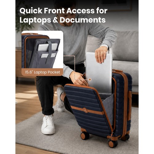 KSK2592 - Kono 21-Inch Front-Opening Cabin Suitcase with 15.6-Inch Laptop Compartment