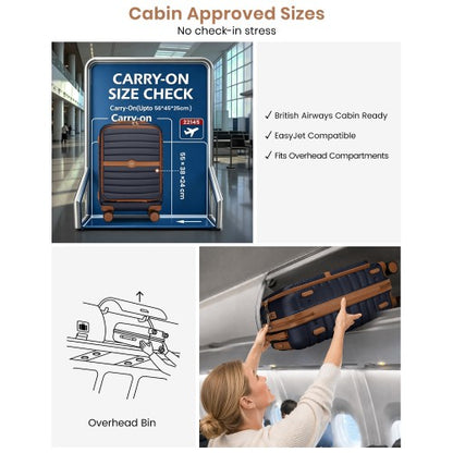 KSK2592 - Kono 21-Inch Front-Opening Cabin Suitcase with 15.6-Inch Laptop Compartment