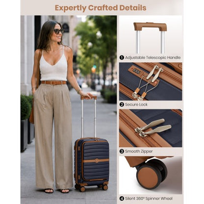 KSK2592 - Kono 21-Inch Front-Opening Cabin Suitcase with 15.6-Inch Laptop Compartment