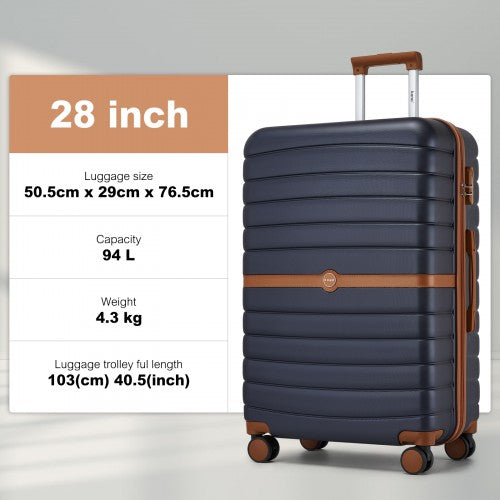 KSK2592+EA2212 - Kono 28 Inch Large ABS+PC Hard Shell Suitcase Set with Travel Bag & Toiletry Pouch