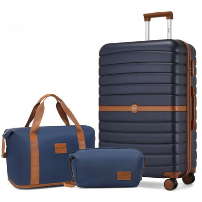 KSK2592+EA2212 - Kono 28 Inch Large ABS+PC Hard Shell Suitcase Set with Travel Bag & Toiletry Pouch