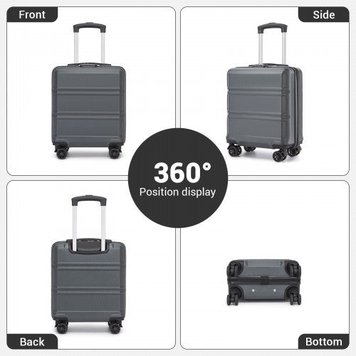 KSK2596 - Kono 16 Inch ABS Hard Shell Under-Seat Cabin Suitcase with Spinner Wheels - Grey