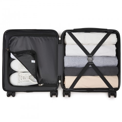KSK2596 - Kono 16 Inch ABS Hard Shell Under-Seat Cabin Suitcase with Spinner Wheels - Black