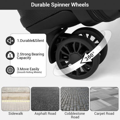 KSK2596 - Kono 16 Inch ABS Hard Shell Under-Seat Cabin Suitcase with Spinner Wheels - Black