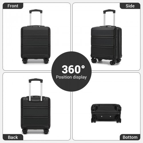 KSK2596 - Kono 16 Inch ABS Hard Shell Under-Seat Cabin Suitcase with Spinner Wheels - Black