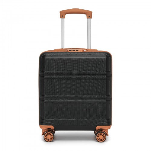 KSK2596 - Kono 16 Inch ABS Hard Shell Under-Seat Cabin Suitcase with Spinner Wheels - Black And Brown