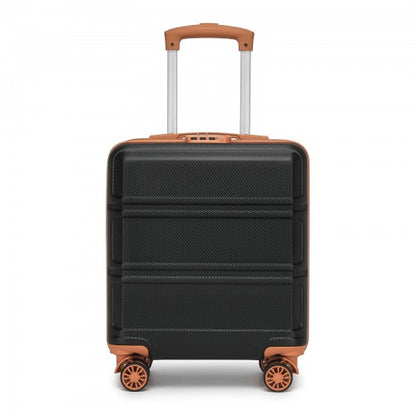 KSK2596 - Kono 16 Inch ABS Hard Shell Under-Seat Cabin Suitcase with Spinner Wheels - Black And Brown