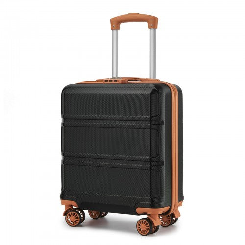 KSK2596 - Kono 16 Inch ABS Hard Shell Under-Seat Cabin Suitcase with Spinner Wheels - Black And Brown